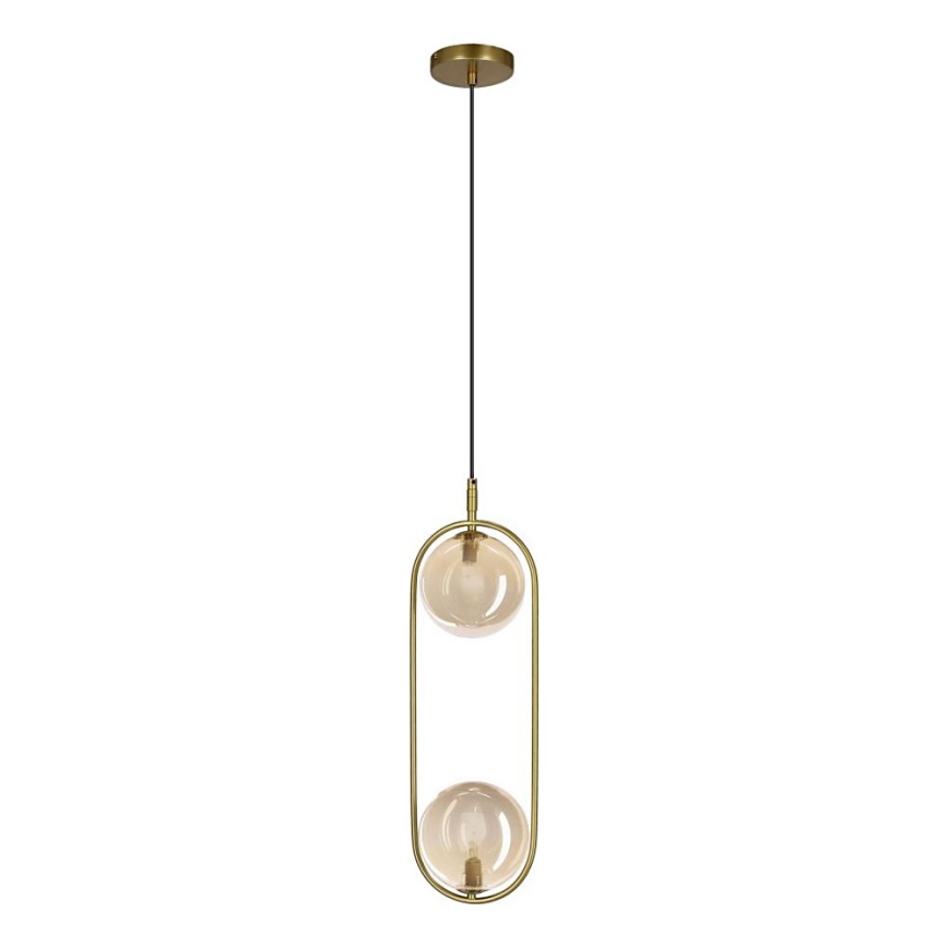 Lustra ar auklu CORDEL 2xG9/28W/230V misiņš/dūmakains bēša