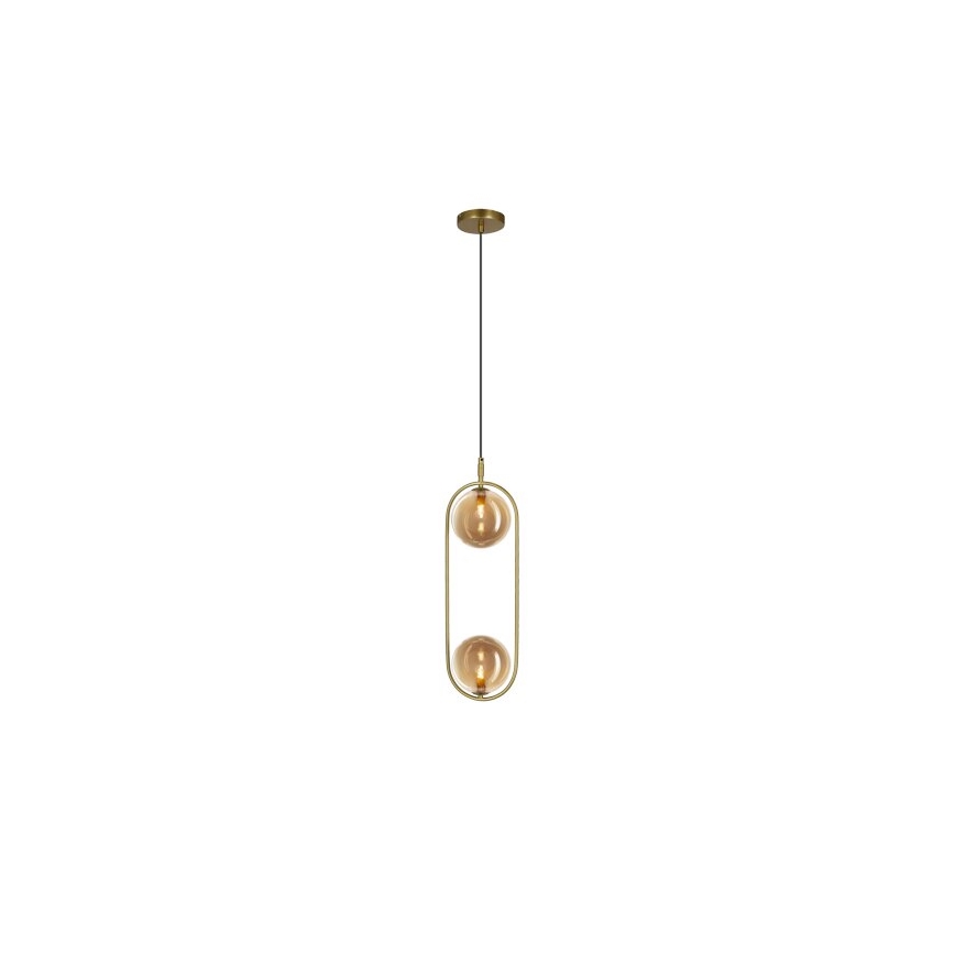 Lustra ar auklu CORDEL 2xG9/28W/230V misiņš/dūmakains bēša