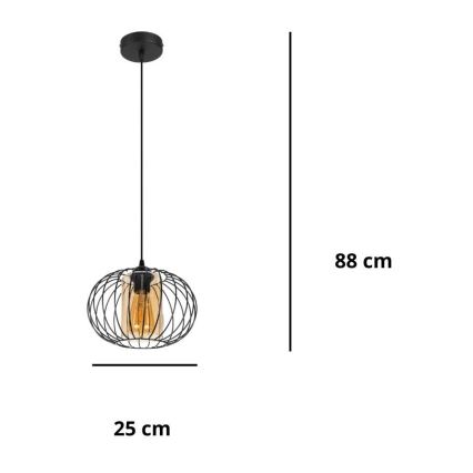 Lustra ar auklu CORRINI 1xE27/60W/230V d. 25 cm melna/bēša