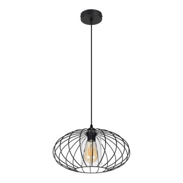Lustra ar auklu CORRINI 1xE27/60W/230V d. 34 cm melna/caurspīdīga