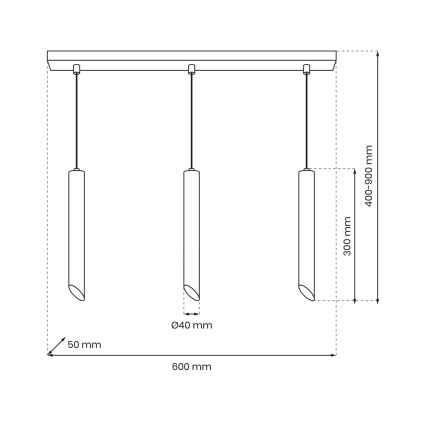 Lustra ar auklu CORTE 3xGU10/8W/230V melna