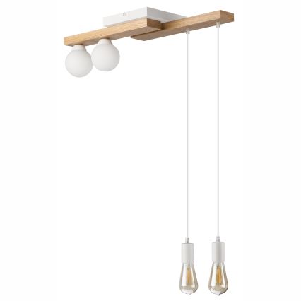 Lustra ar auklu CORTINA 2xE27/15W/230V + 2xG9/5W/230V balta/ozols
