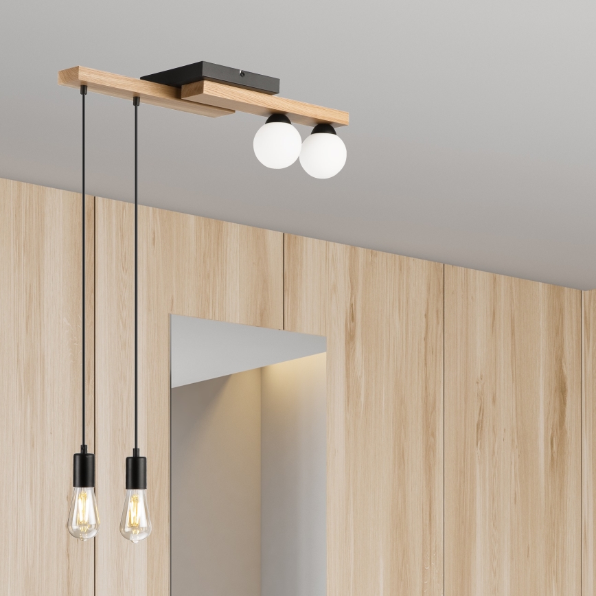Lustra ar auklu CORTINA 2xE27/15W/230V + 2xG9/5W/230V melna/ozols