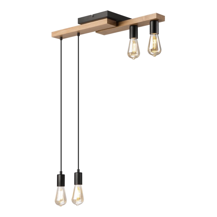 Lustra ar auklu CORTINA 4xE27/15W/230V melna/ozols