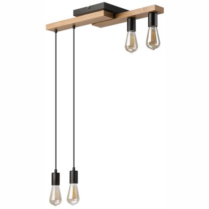Lustra ar auklu CORTINA 4xE27/15W/230V melna/ozols