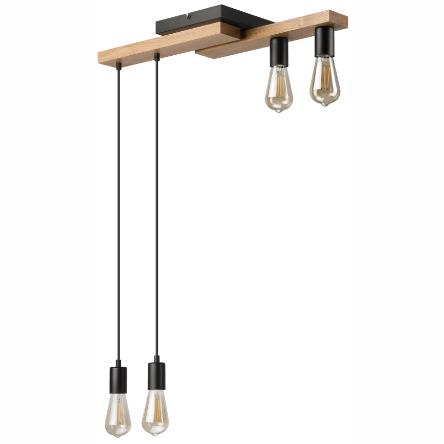 Lustra ar auklu CORTINA 4xE27/15W/230V melna/ozols