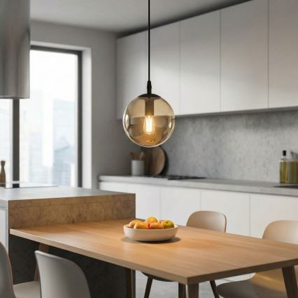 Lustra ar auklu COSMO 1xE14/10W/230V d. 14 cm melna/bēša