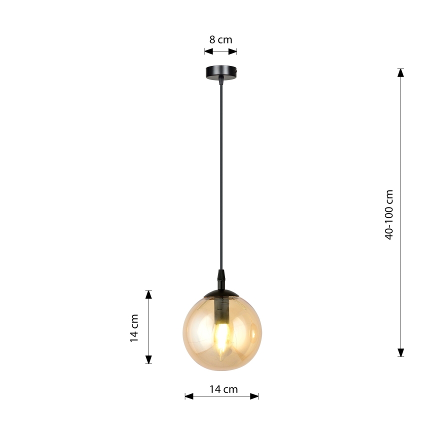 Lustra ar auklu COSMO 1xE14/10W/230V d. 14 cm melna/bēša