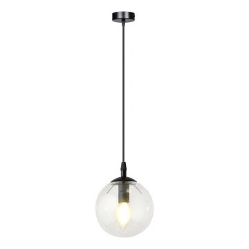 Lustra ar auklu COSMO 1xE14/10W/230V d. 14 cm melna/caurspīdīga
