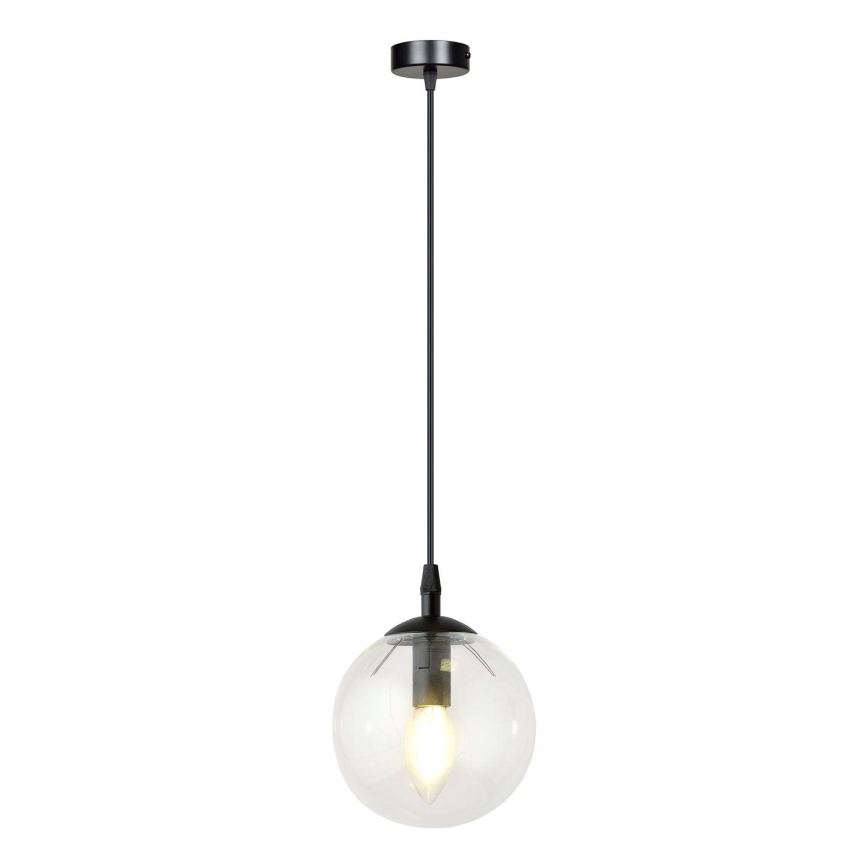Lustra ar auklu COSMO 1xE14/10W/230V d. 14 cm melna/caurspīdīga