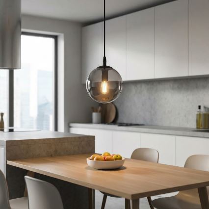 Lustra ar auklu COSMO 1xE14/10W/230V d. 14 cm melna/pelēka