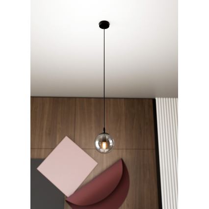 Lustra ar auklu COSMO 1xE14/10W/230V d. 14 cm melna/pelēka