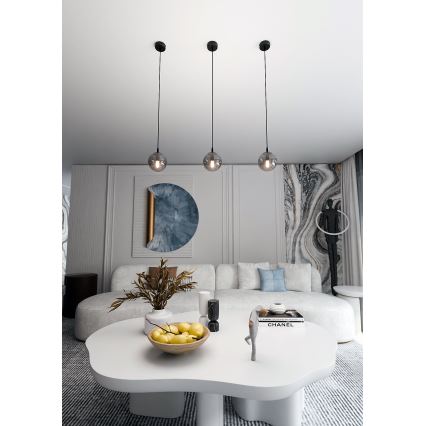 Lustra ar auklu COSMO 1xE14/10W/230V d. 14 cm melna/pelēka