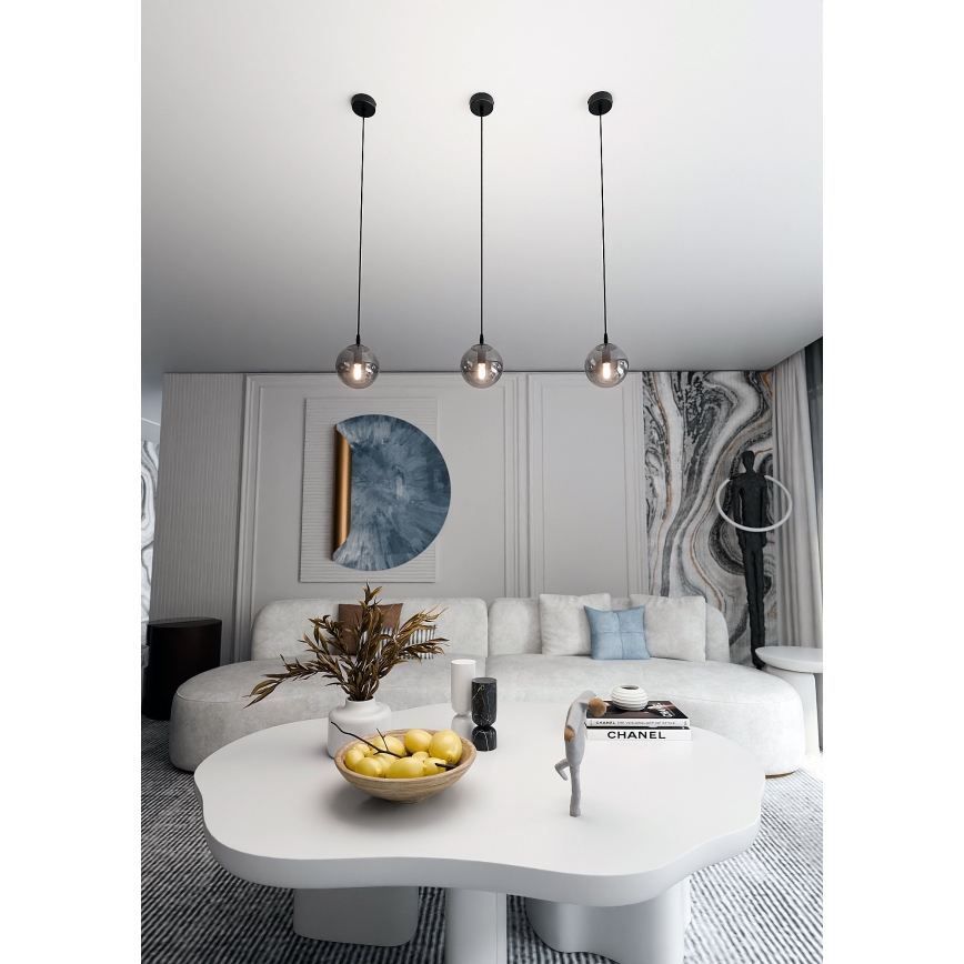 Lustra ar auklu COSMO 1xE14/10W/230V d. 14 cm melna/pelēka