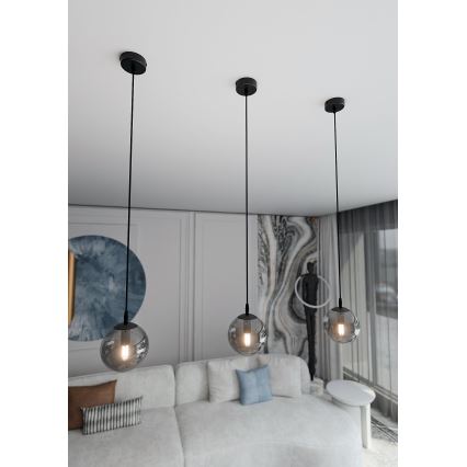Lustra ar auklu COSMO 1xE14/10W/230V d. 14 cm melna/pelēka