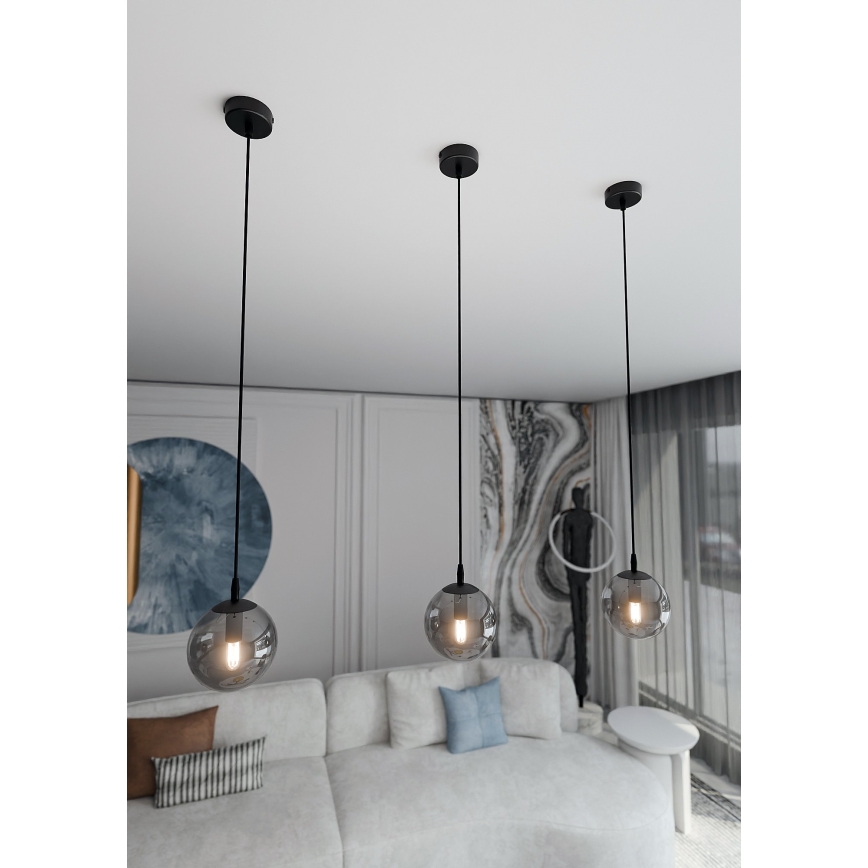 Lustra ar auklu COSMO 1xE14/10W/230V d. 14 cm melna/pelēka