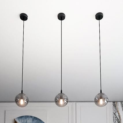 Lustra ar auklu COSMO 1xE14/10W/230V d. 14 cm melna/pelēka
