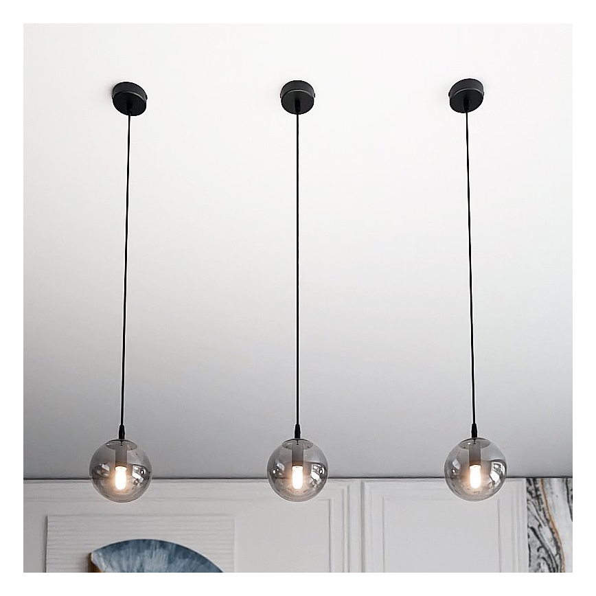 Lustra ar auklu COSMO 1xE14/10W/230V d. 14 cm melna/pelēka