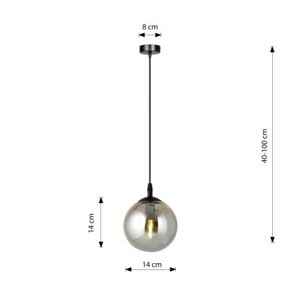 Lustra ar auklu COSMO 1xE14/10W/230V d. 14 cm melna/pelēka