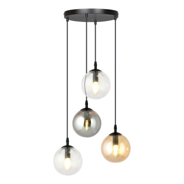 Lustra ar auklu COSMO 4xE14/10W/230V d. 40 cm melna/pelēka/bēša/caurspīdīga