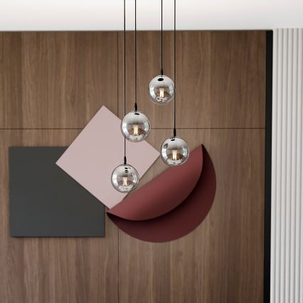 Lustra ar auklu COSMO 4xE14/10W/230V d. 40 cm melna/pelēka