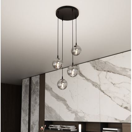 Lustra ar auklu COSMO 4xE14/10W/230V d. 40 cm melna/pelēka