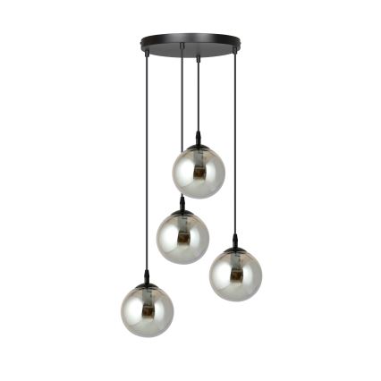Lustra ar auklu COSMO 4xE14/10W/230V d. 40 cm melna/pelēka
