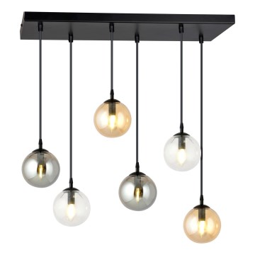 Lustra ar auklu COSMO 6xE14/10W/230V melna/pelēka/bēša/caurspīdīga