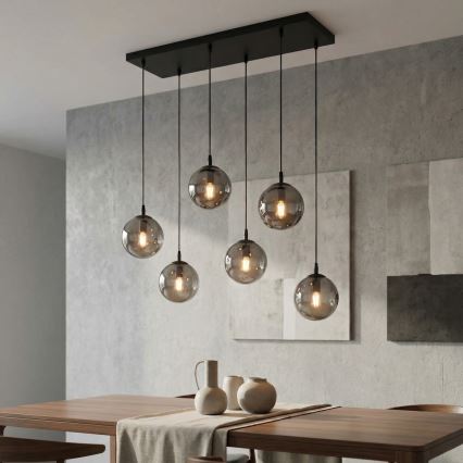 Lustra ar auklu COSMO 6xE14/10W/230V melna/pelēka