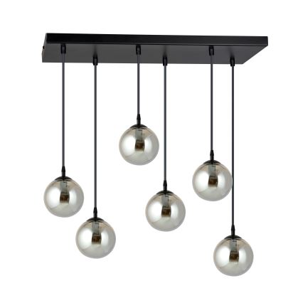 Lustra ar auklu COSMO 6xE14/10W/230V melna/pelēka