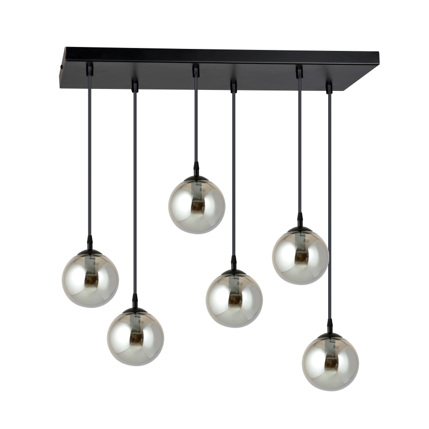 Lustra ar auklu COSMO 6xE14/10W/230V melna/pelēka