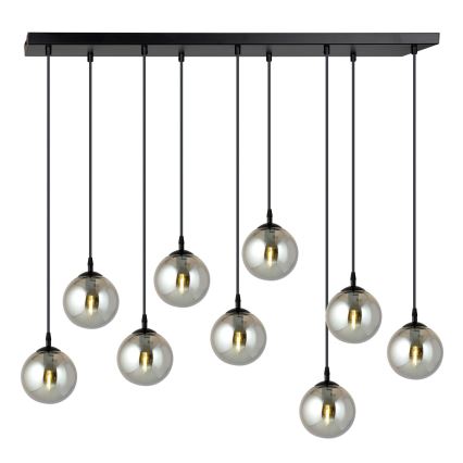 Lustra ar auklu COSMO 9xE14/10W/230V melna/pelēka