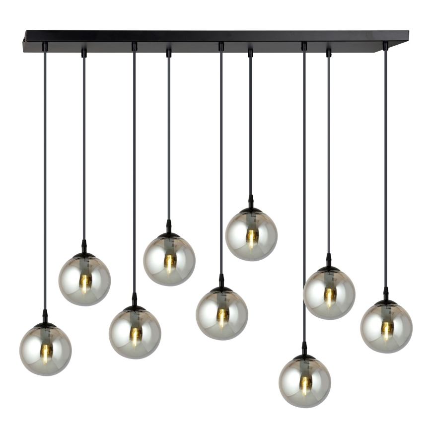Lustra ar auklu COSMO 9xE14/10W/230V melna/pelēka