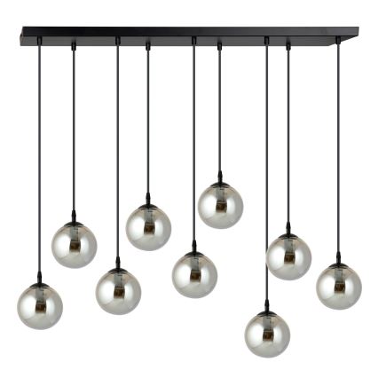 Lustra ar auklu COSMO 9xE14/10W/230V melna/pelēka