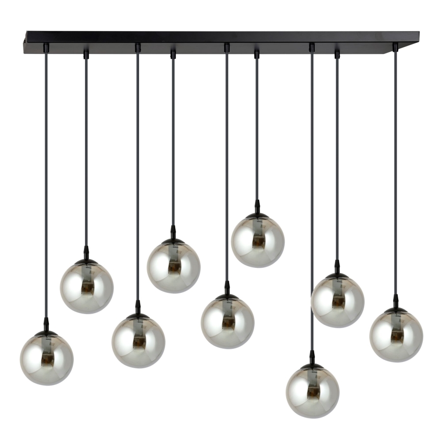 Lustra ar auklu COSMO 9xE14/10W/230V melna/pelēka