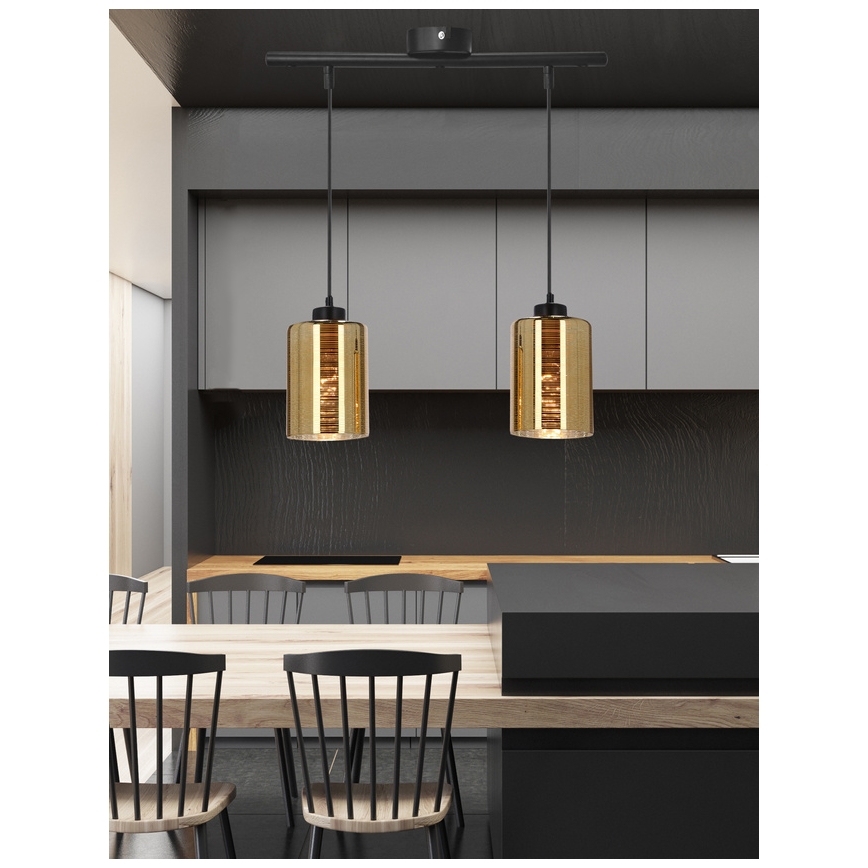 Lustra ar auklu COX 2xE27/60W/230V zelta