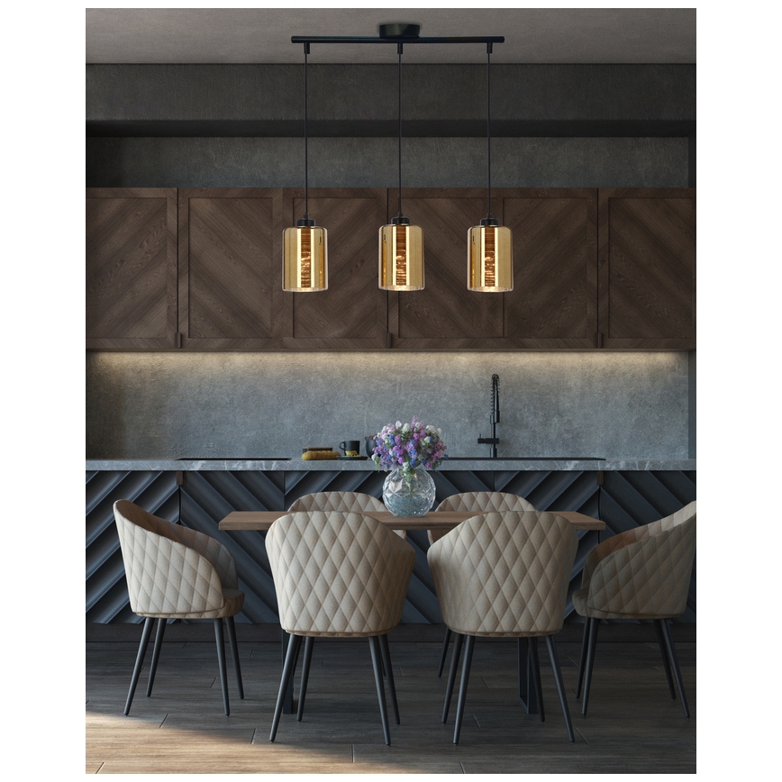 Lustra ar auklu COX 3xE27/60W/230V zelta