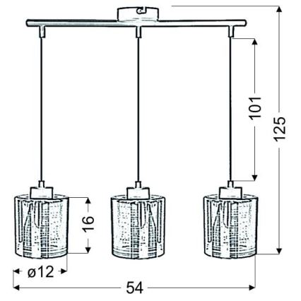 Lustra ar auklu COX 3xE27/60W/230V zelta