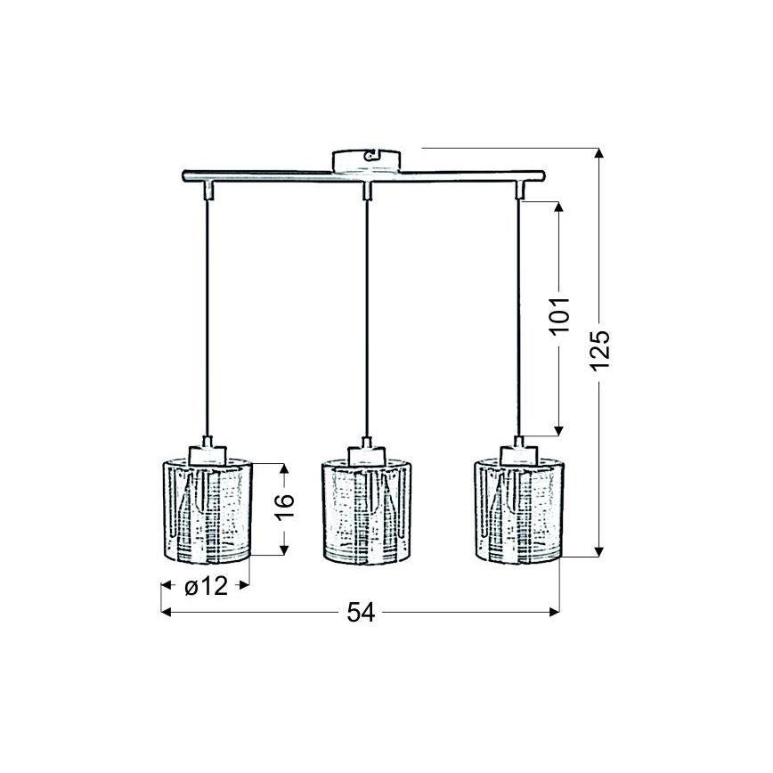 Lustra ar auklu COX 3xE27/60W/230V zelta