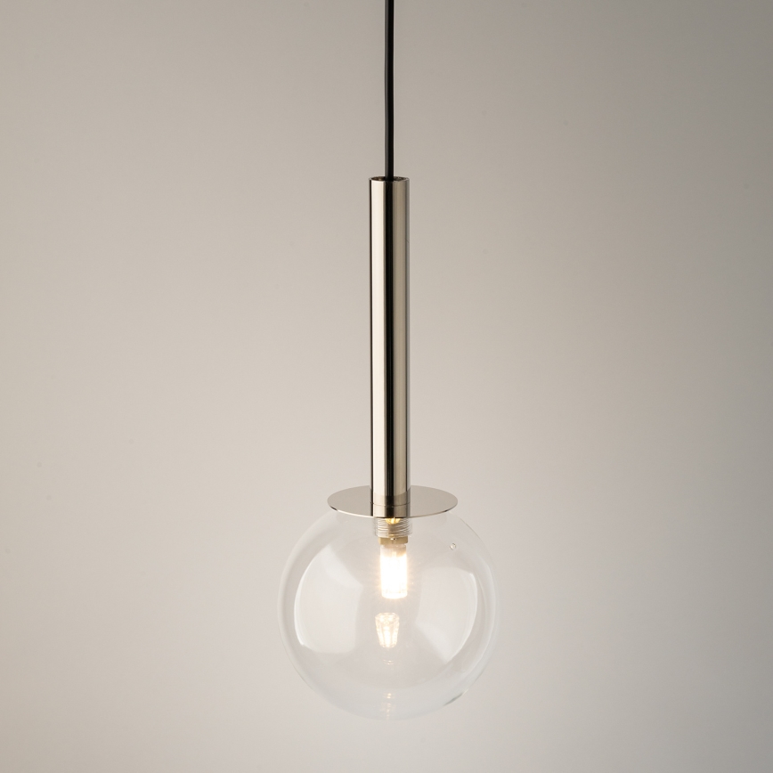 Lustra ar auklu DAISY 1xG9/12W/230V d. 14 cm spīdīgi hromēts/melna/caurspīdīga