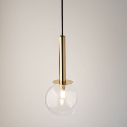 Lustra ar auklu DAISY 1xG9/12W/230V d. 14 cm zelta/melna/caurspīdīga