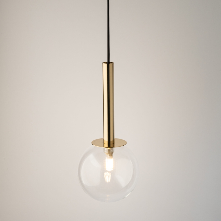 Lustra ar auklu DAISY 1xG9/12W/230V d. 14 cm zelta/melna/caurspīdīga