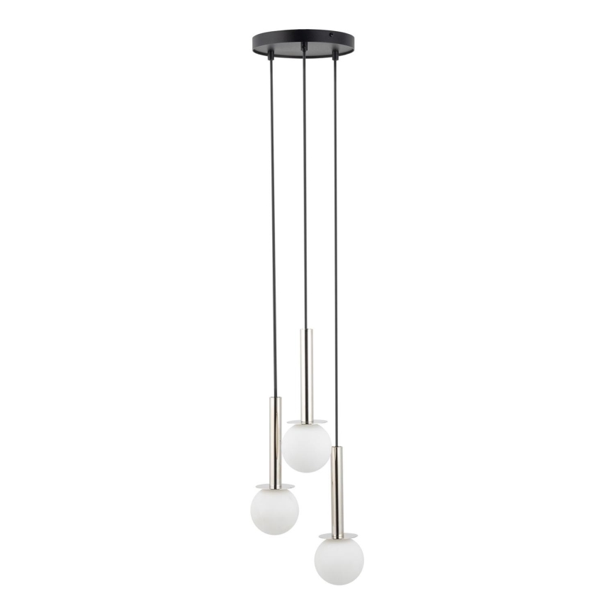 Lustra ar auklu DAISY 3xG9/12W/230V d. 27 cm spīdīgi hromēts/melna/balta