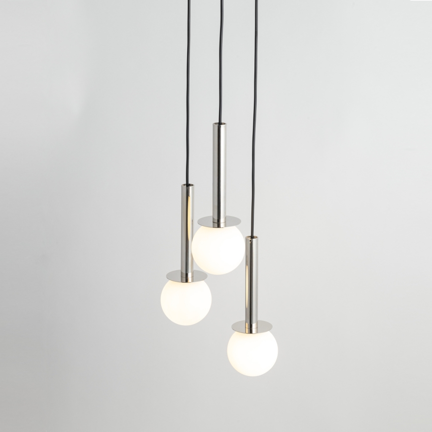 Lustra ar auklu DAISY 3xG9/12W/230V d. 27 cm spīdīgi hromēts/melna/balta