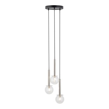 Lustra ar auklu DAISY 3xG9/12W/230V d. 27 cm spīdīgi hromēts/melna/caurspīdīga