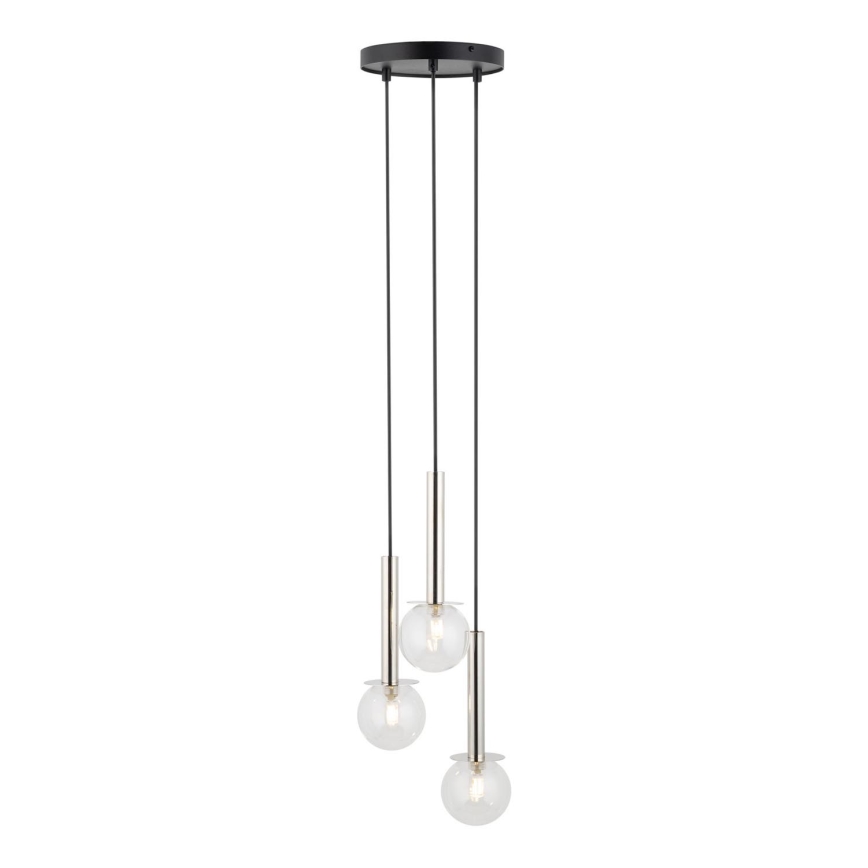 Lustra ar auklu DAISY 3xG9/12W/230V d. 27 cm spīdīgi hromēts/melna/caurspīdīga