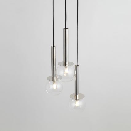 Lustra ar auklu DAISY 3xG9/12W/230V d. 27 cm spīdīgi hromēts/melna/caurspīdīga
