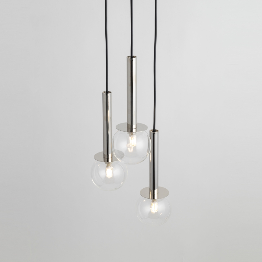 Lustra ar auklu DAISY 3xG9/12W/230V d. 27 cm spīdīgi hromēts/melna/caurspīdīga