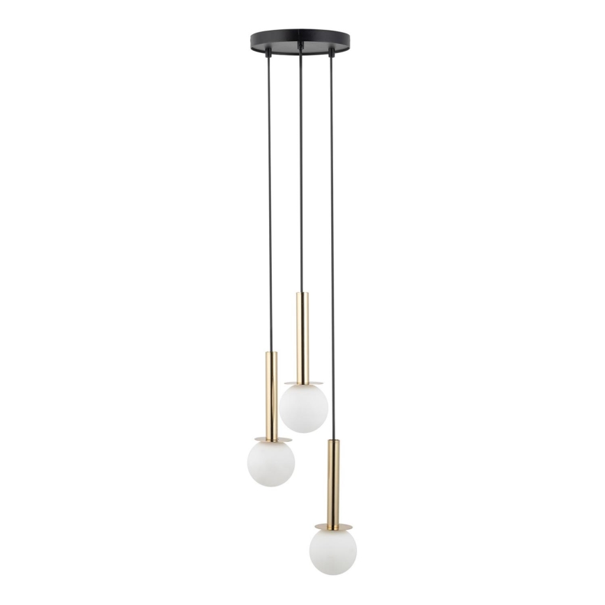 Lustra ar auklu DAISY 3xG9/12W/230V d. 27 cm zelta/melna/balta