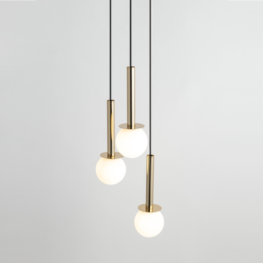 Lustra ar auklu DAISY 3xG9/12W/230V d. 27 cm zelta/melna/balta